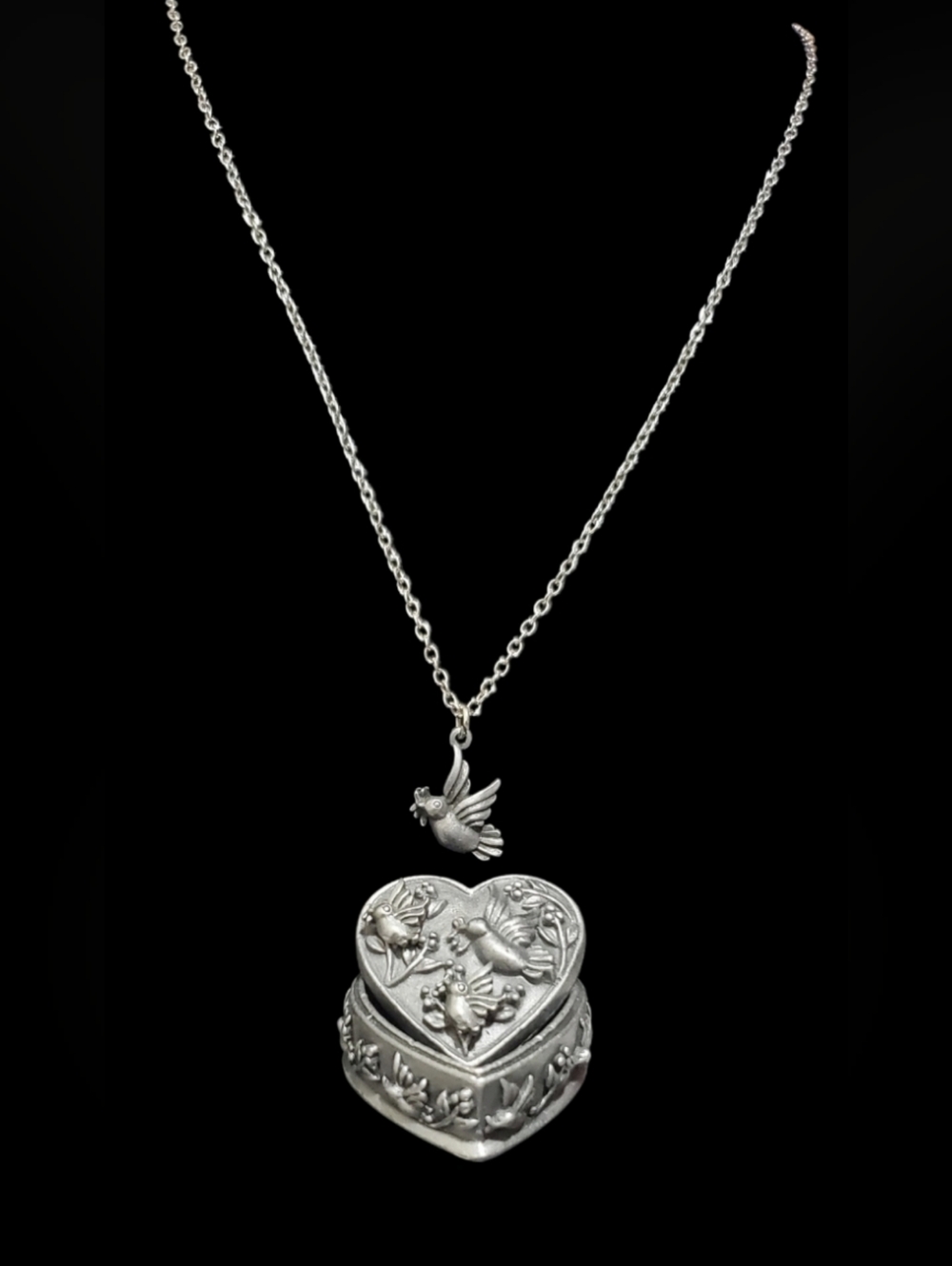 Vtg. Pewter Heart 4in1 Trinket Box by Torino